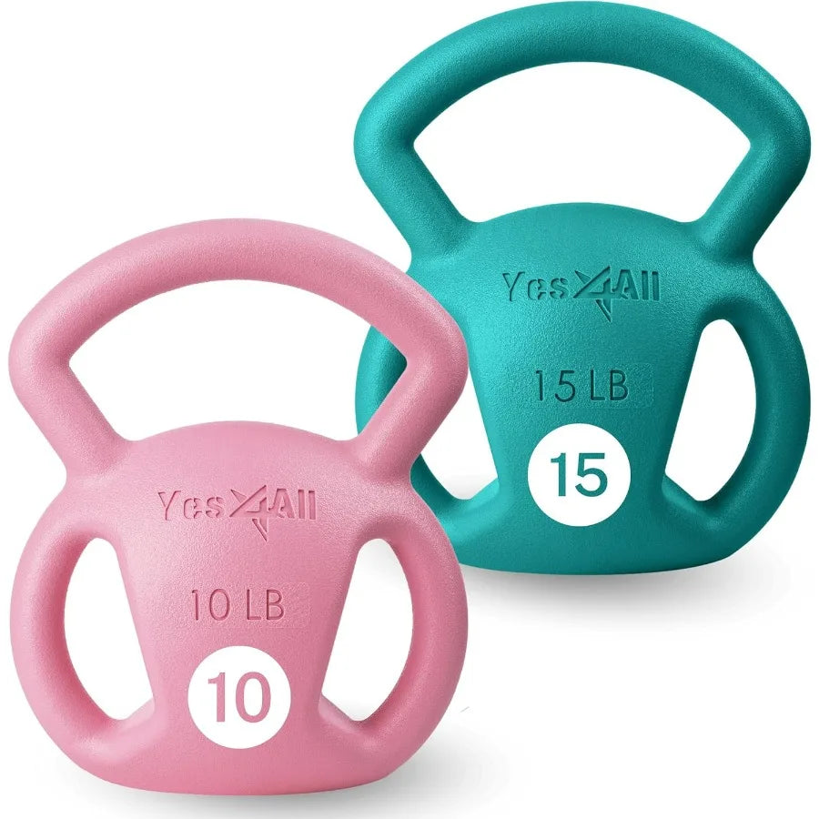 10LB Pink+15LB Green Kettlebell,