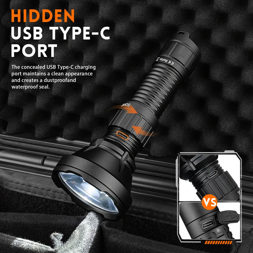 Sofirn SF26 21700 Tactical Flashlight 2000lm 964m Long-Range USB C Rechargeable