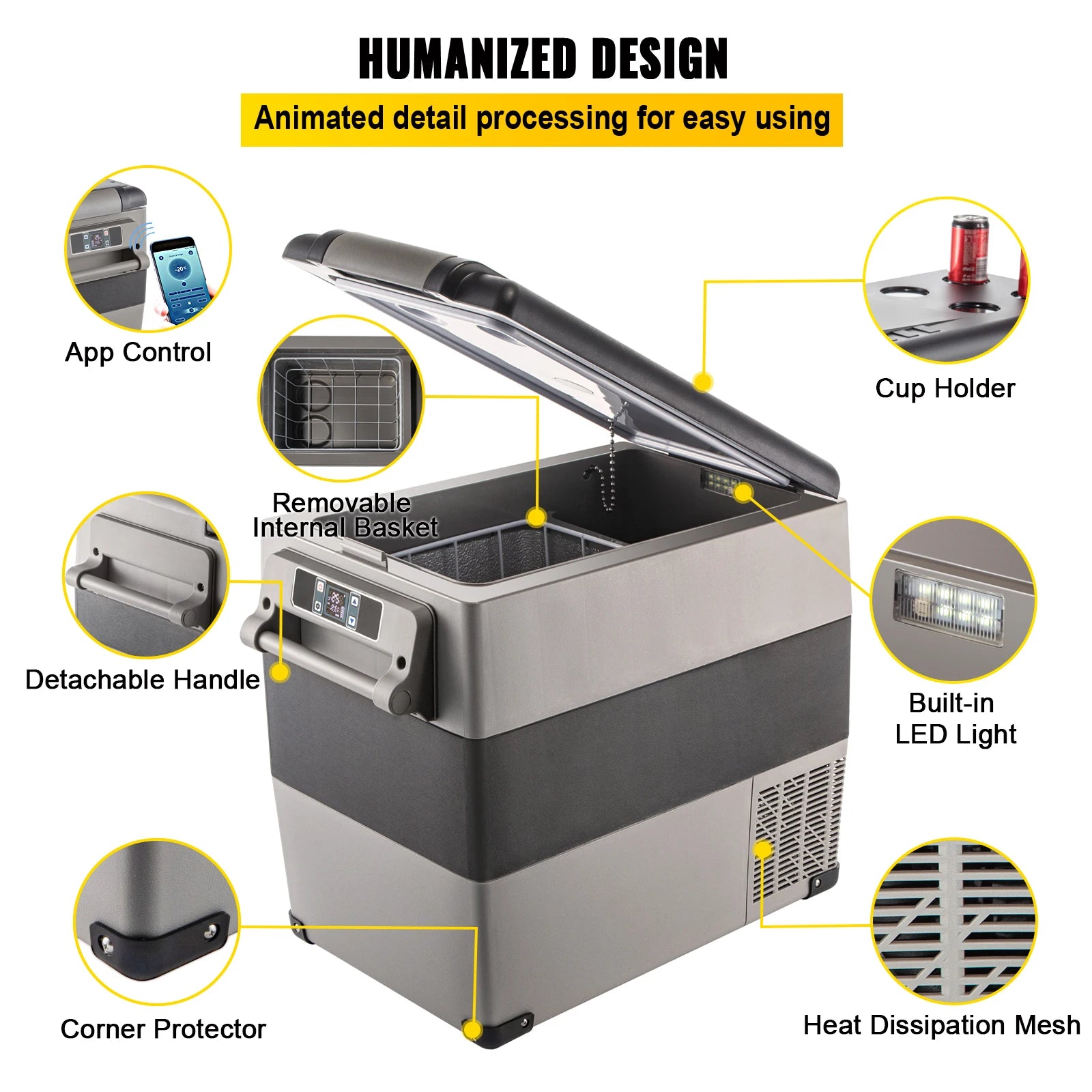 SucceBuy 55L Car Refrigerator Mini Fridge Freezer Portable Compressor Cooler DC 110-240V Ice Box