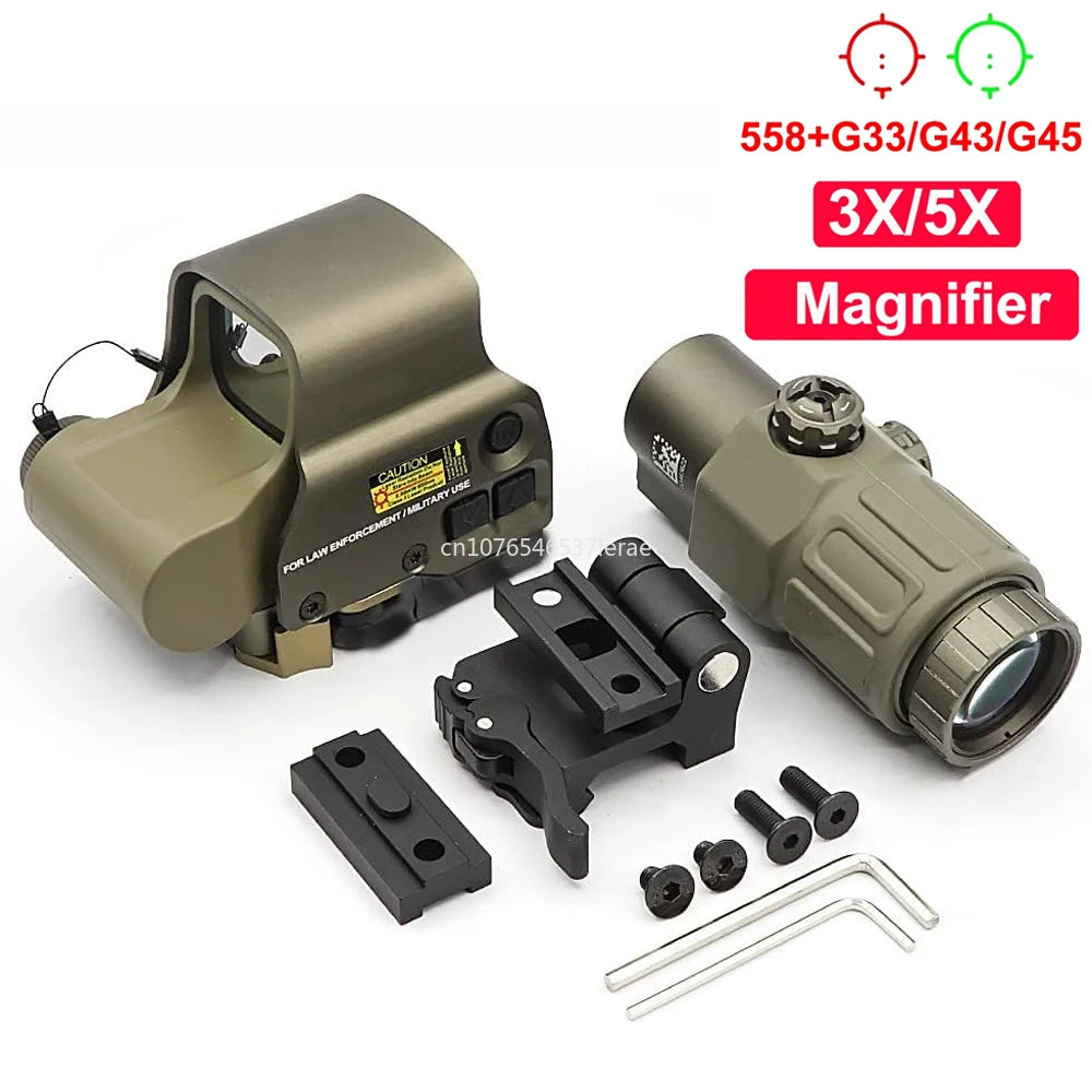 EOTECH 558 Holographic Collimator Red Dot Sight G43/G33 3X G45 5X Magnifier