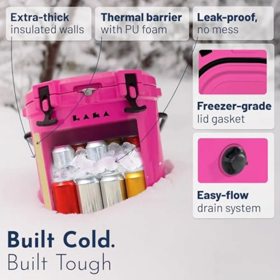20 Quart Rotomolded Hard Ice Chest Insulated Cooler Holds 18 Cans + 25 lb Ice Up to 5 Days Col