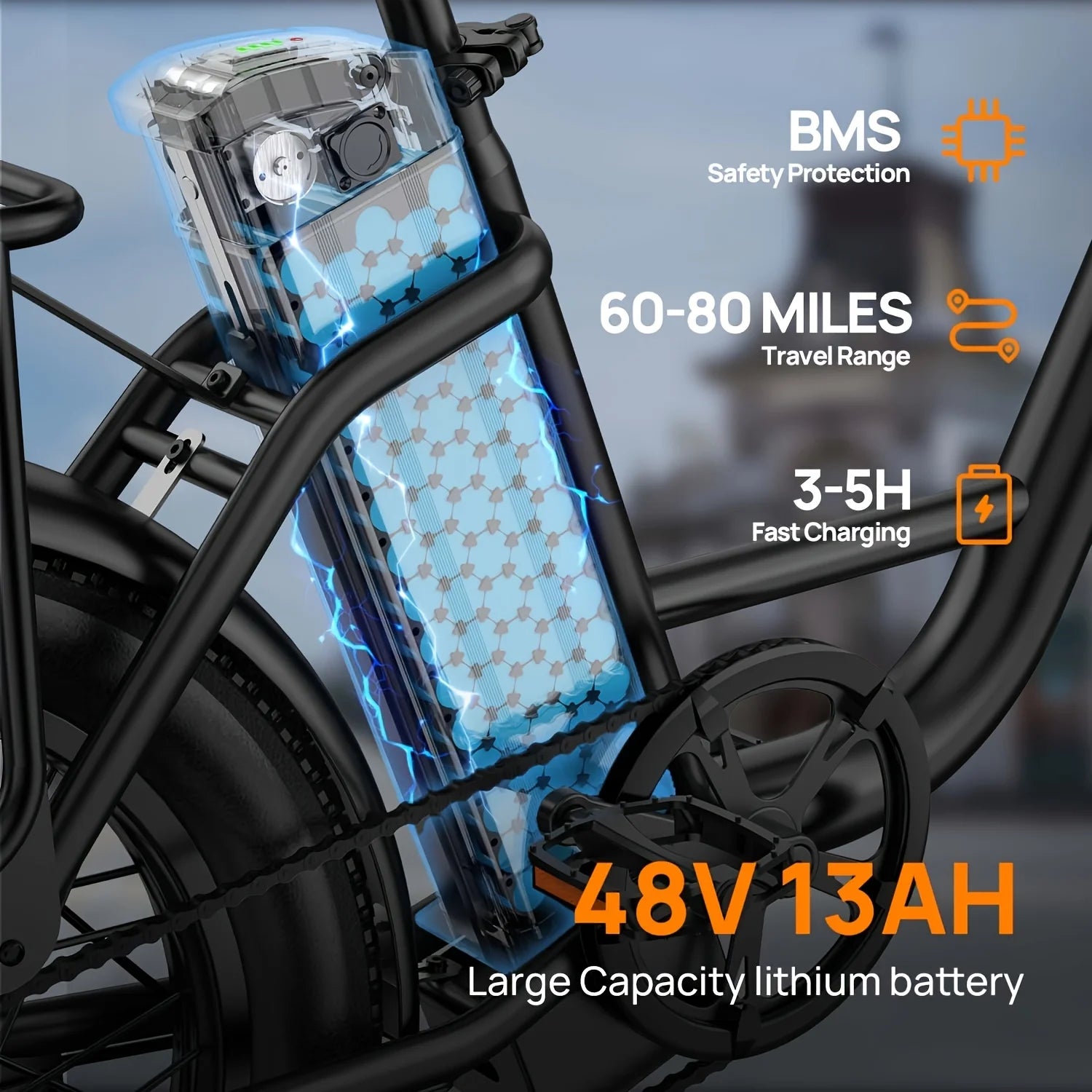 1000W 20x3" Fat Tire Electric Bike 48V 13Ah Removable Battery 20MPH 7-Speed