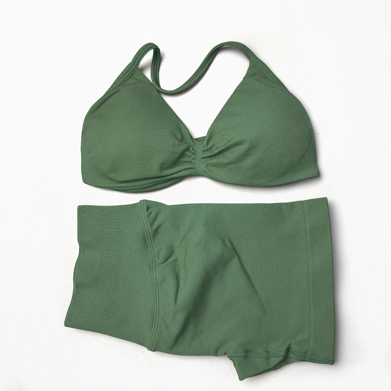 Seamless 2 Pieces Strappy Yoga Halter Bras Sets