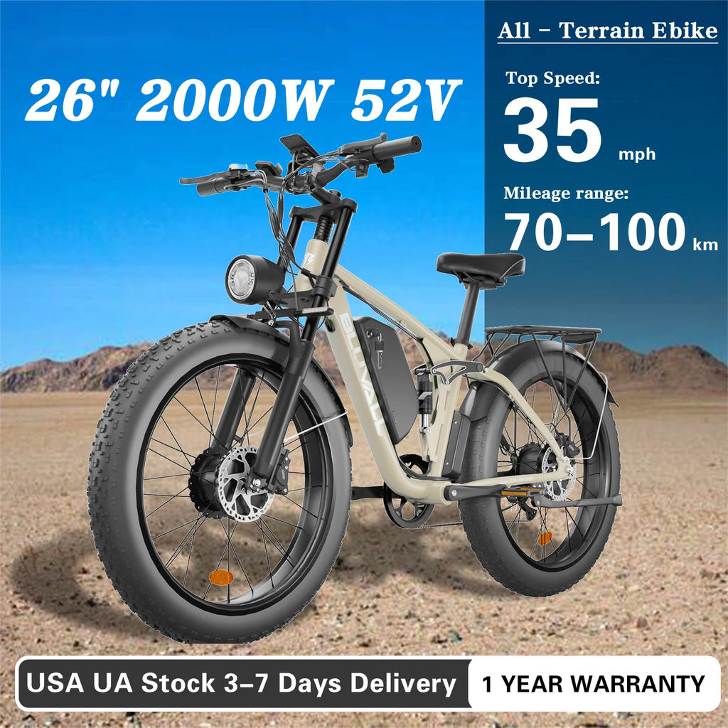 MOOBELO V1 All-Terrain 2000W Electric Bike for Adult 52V 22.4AH Battery Fat Tire Waterproof EBike