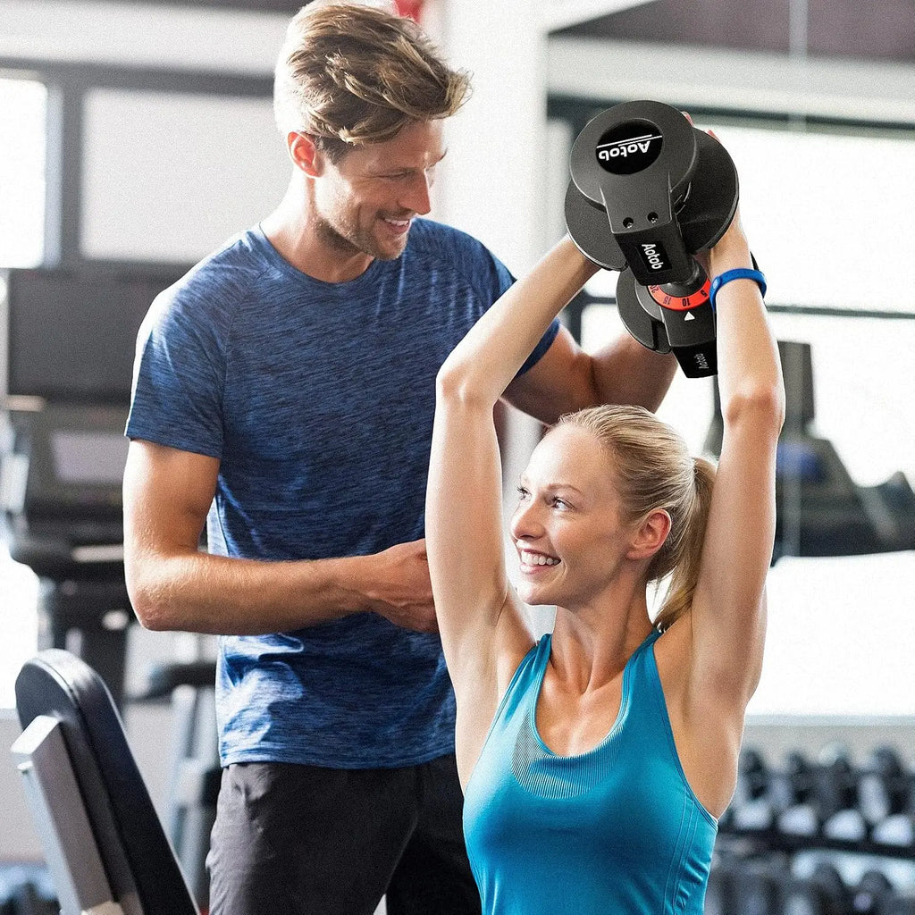 Adjustable Dumbbell Set 25/55 LBS, Quick Turn Handle