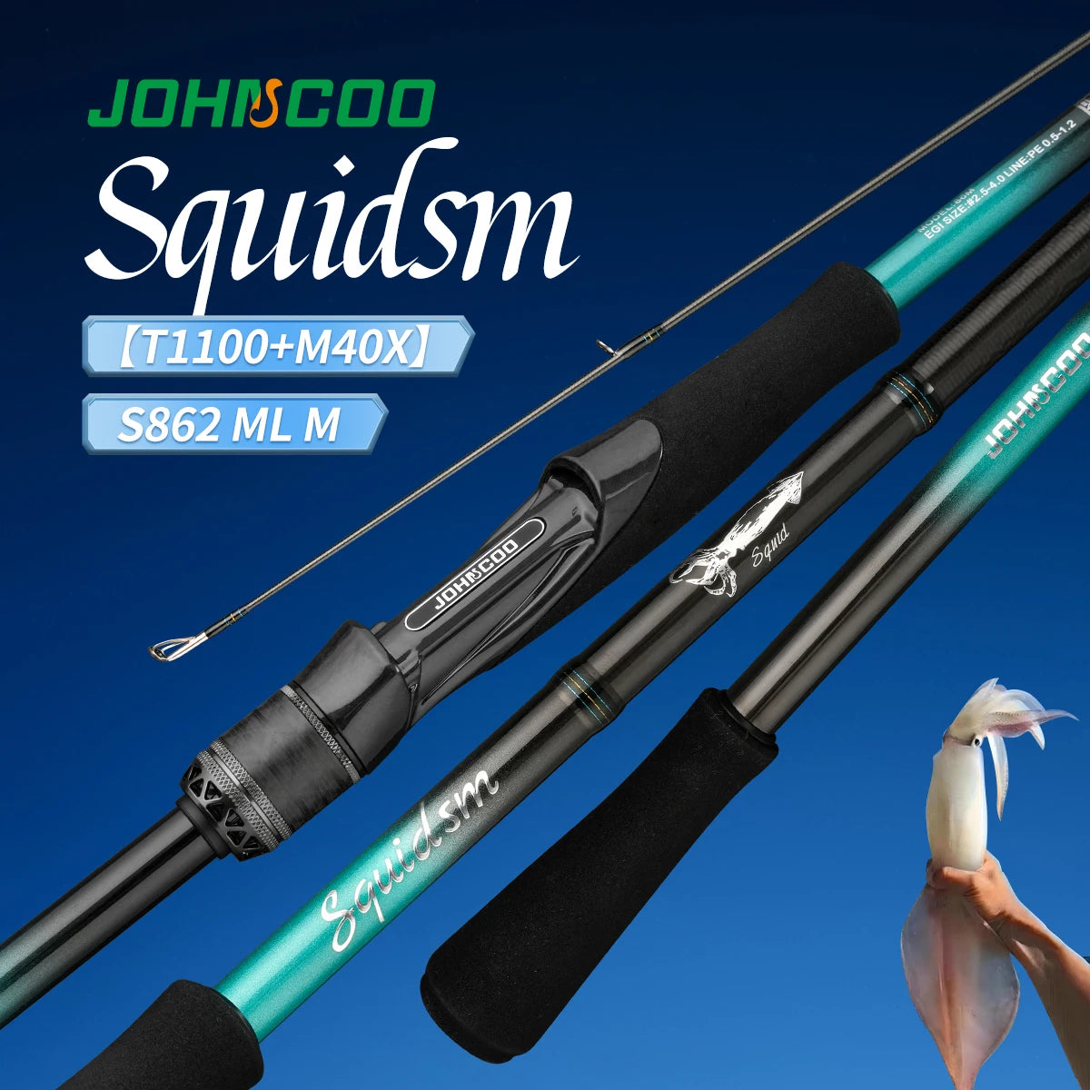 Johncoo Egi Fishing rod light weight 2.4m 2.6m Squid Fishing rod Titanium Guides