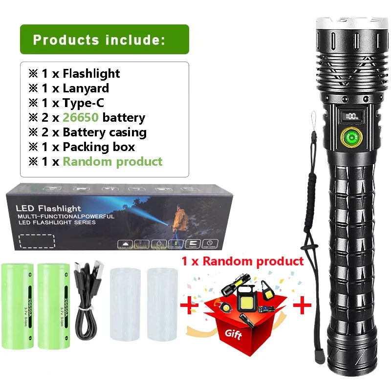 10000mAh High Power LED Flashlight Long Range 5000M Rechargeable Tactical Torch