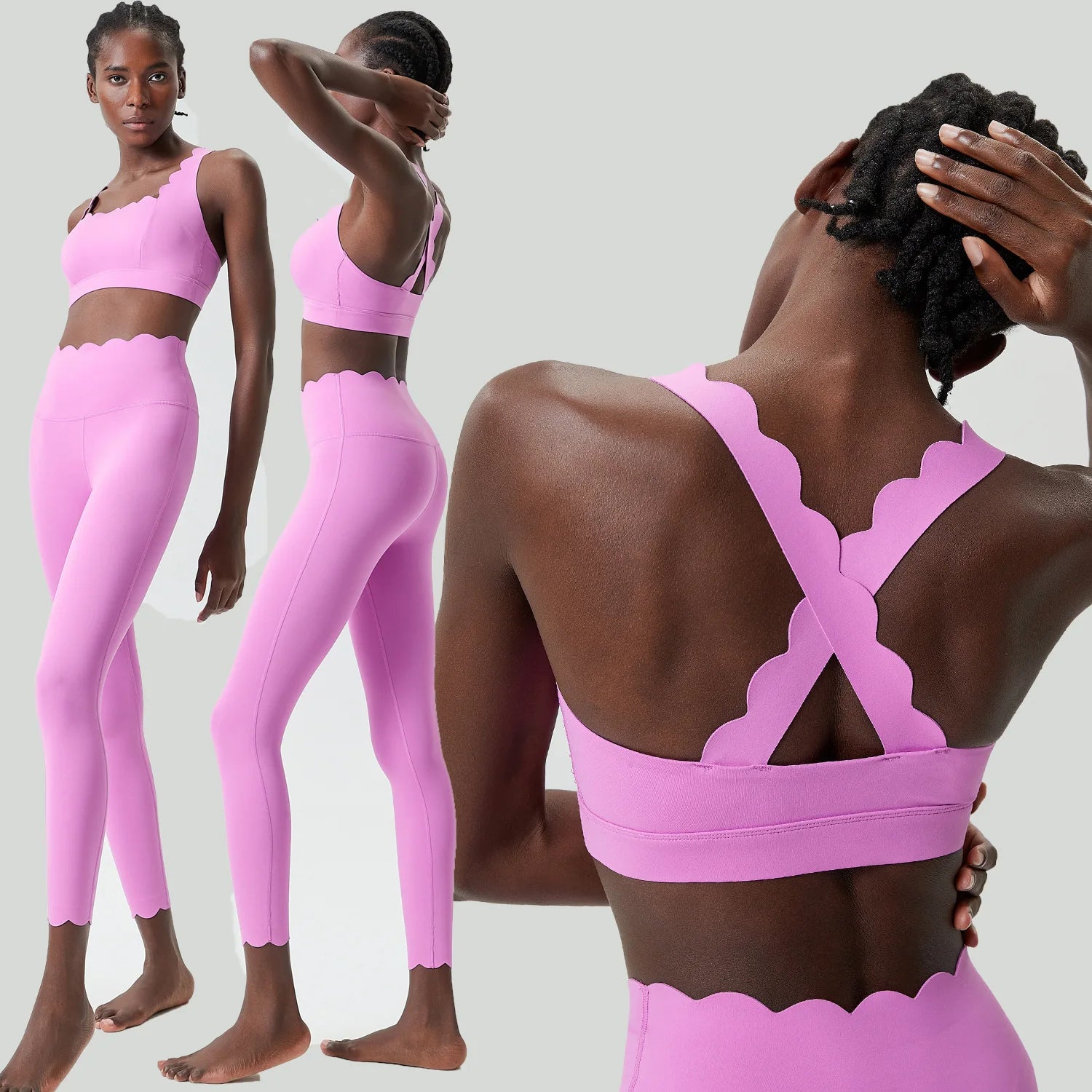Women Solid Color Gym Suit Two Pieces