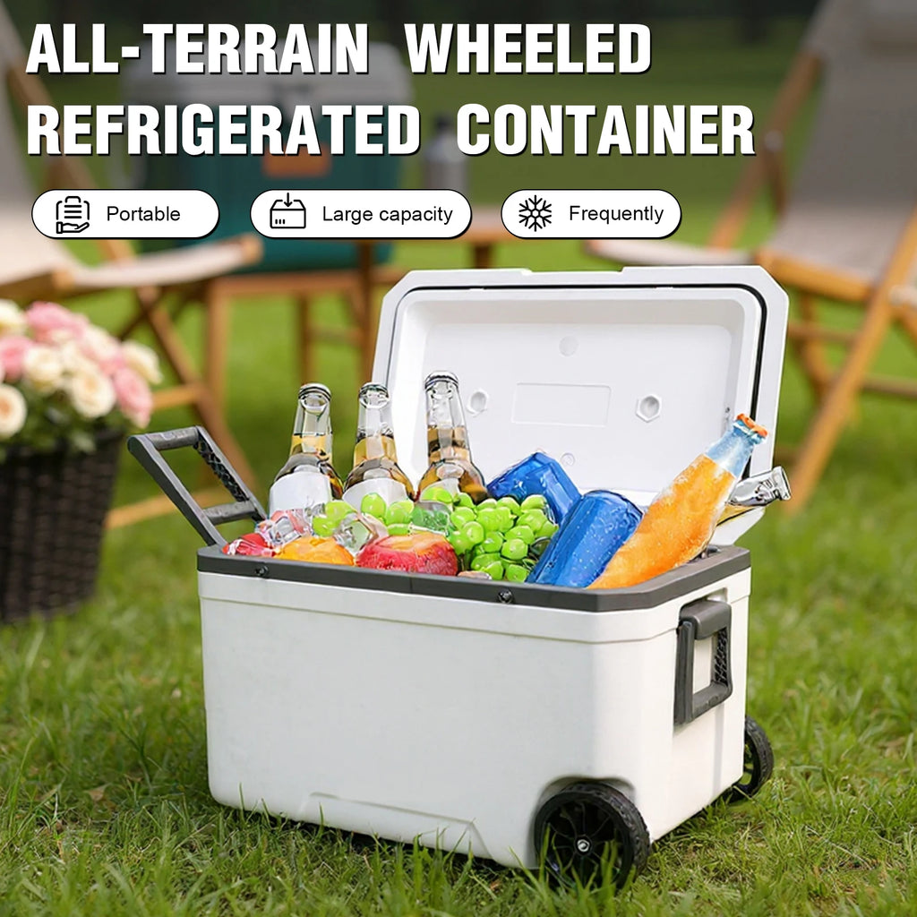 70L Wheeled Cooler Hard Shell Portable Car Wheel 30 Percent Lighter Than Rotomolded for BBQ Camping