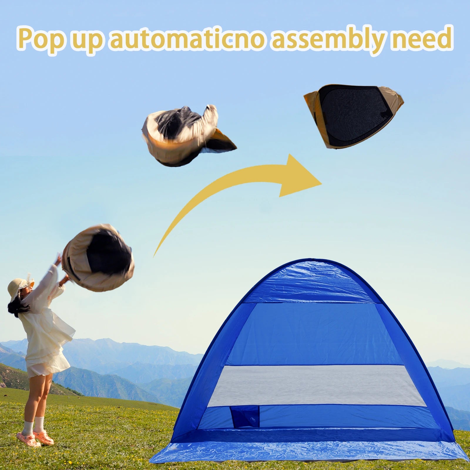 Pop-up beach tent, with handbag