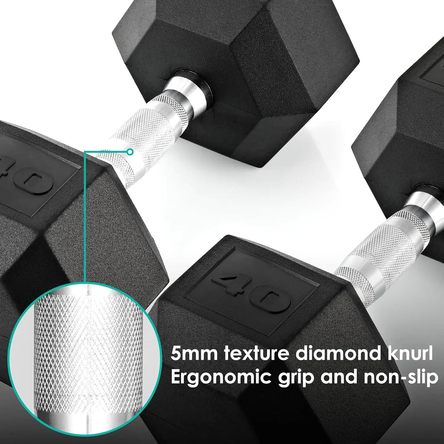 Rubber Hex Dumbbell Hand Weight, 30-75LB Dumbbells