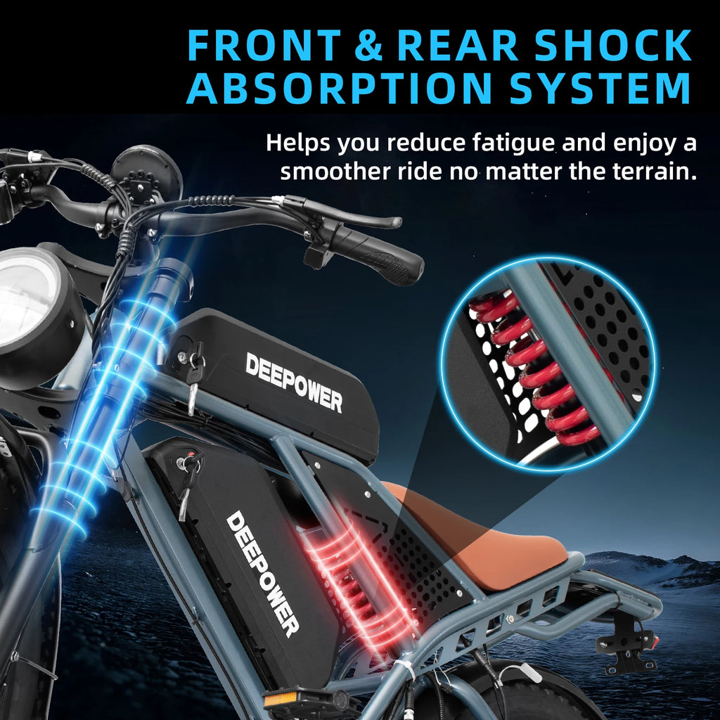 DEEPOWER QS7 Electric Bicycle 1500W Brushless Motor MTB Electric Bike 48V 60AH Lithium Battery Speed 50Km/h