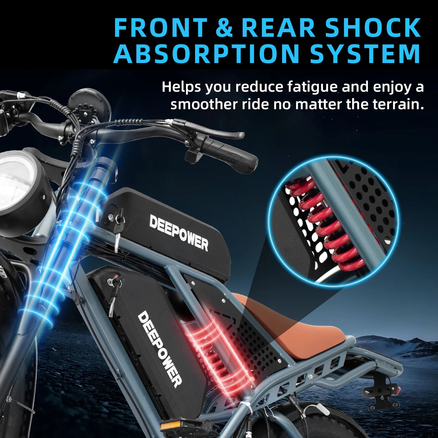 DEEPOWER QS7 Electric Bicycle 1500W Brushless Motor MTB Electric Bike 48V 60AH Lithium Battery Speed 50Km/h
