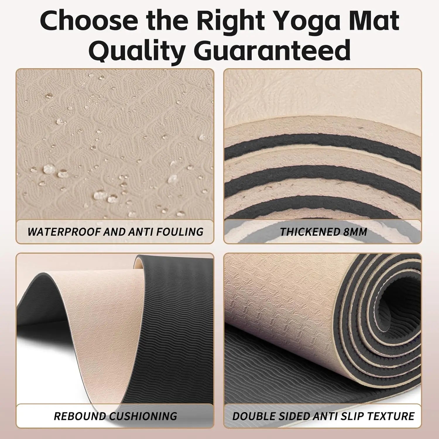 8mm Thick TPE Yoga Mat with Strap