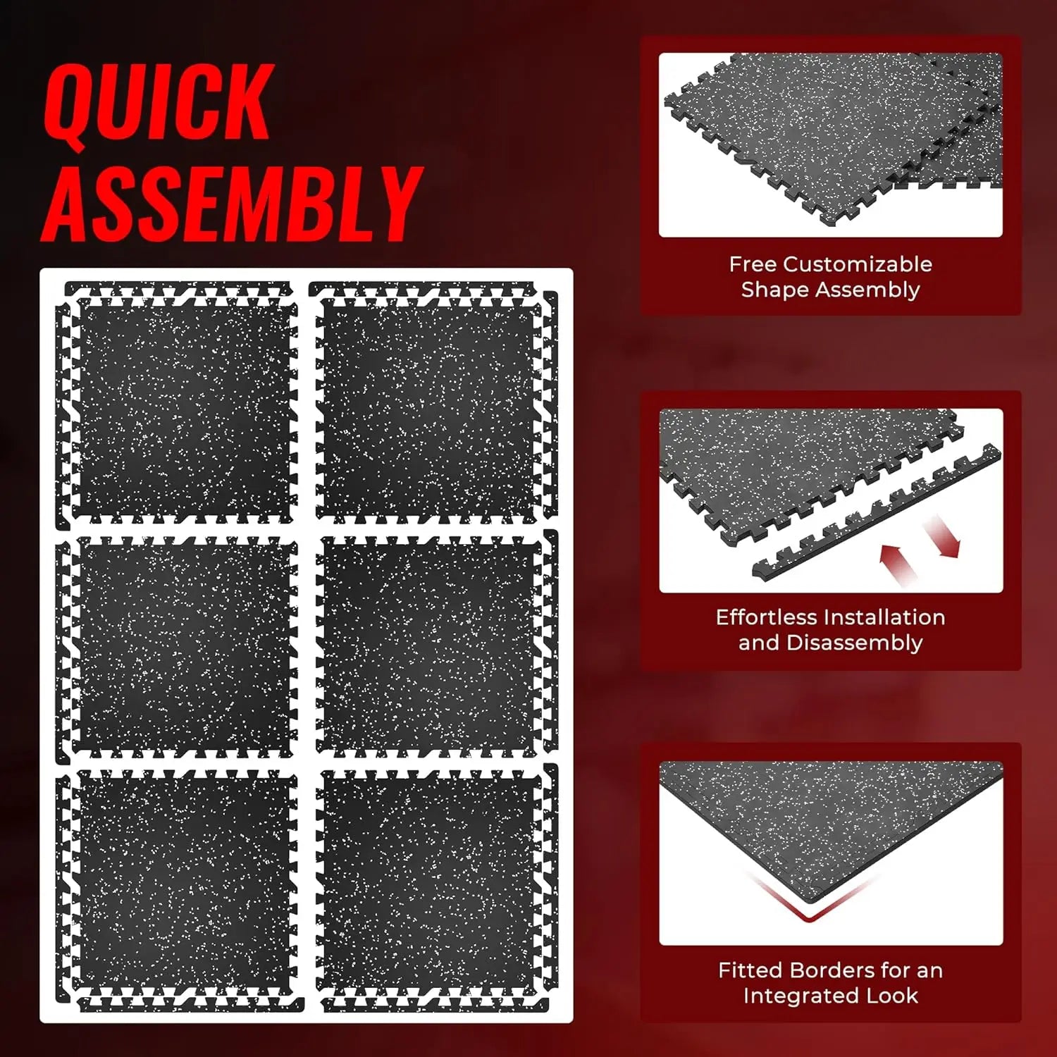 Extra-Thick 0.79'' Interlocking Gym Floor Mats, 6-Piece Set