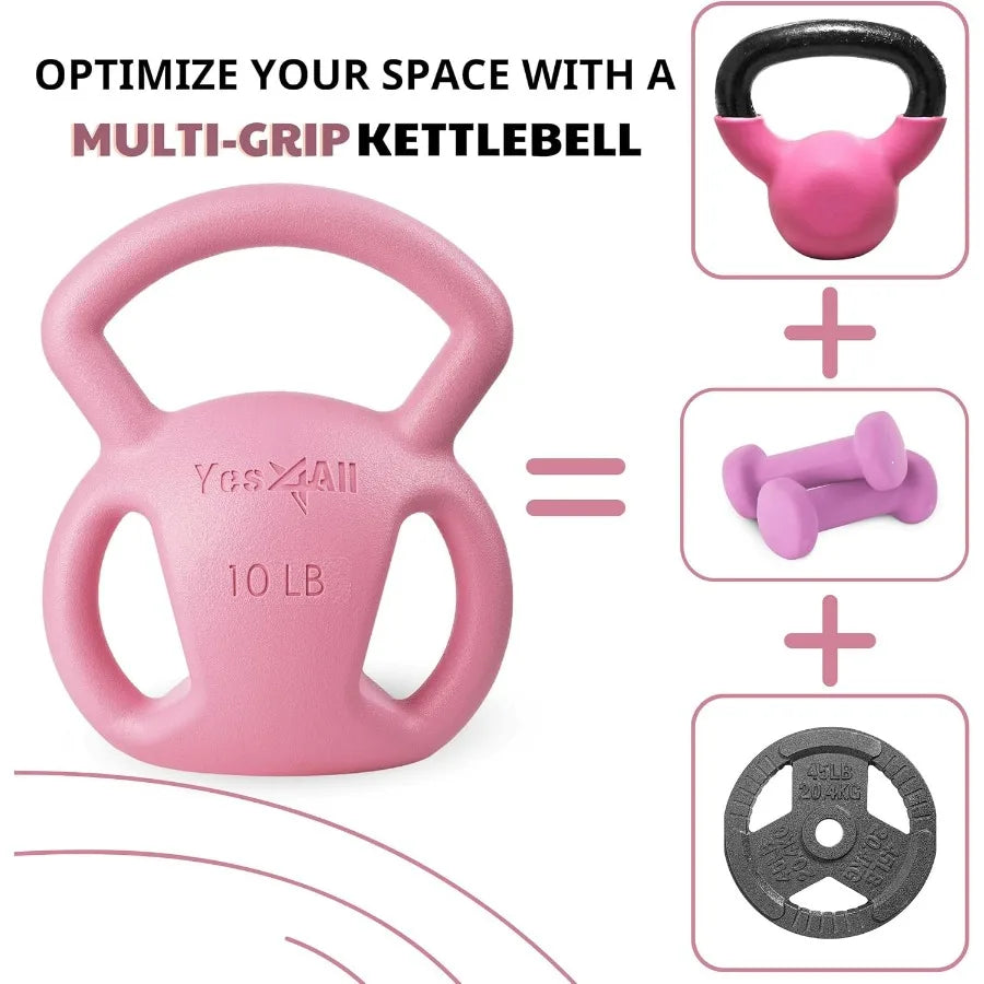10LB Pink+15LB Green Kettlebell,