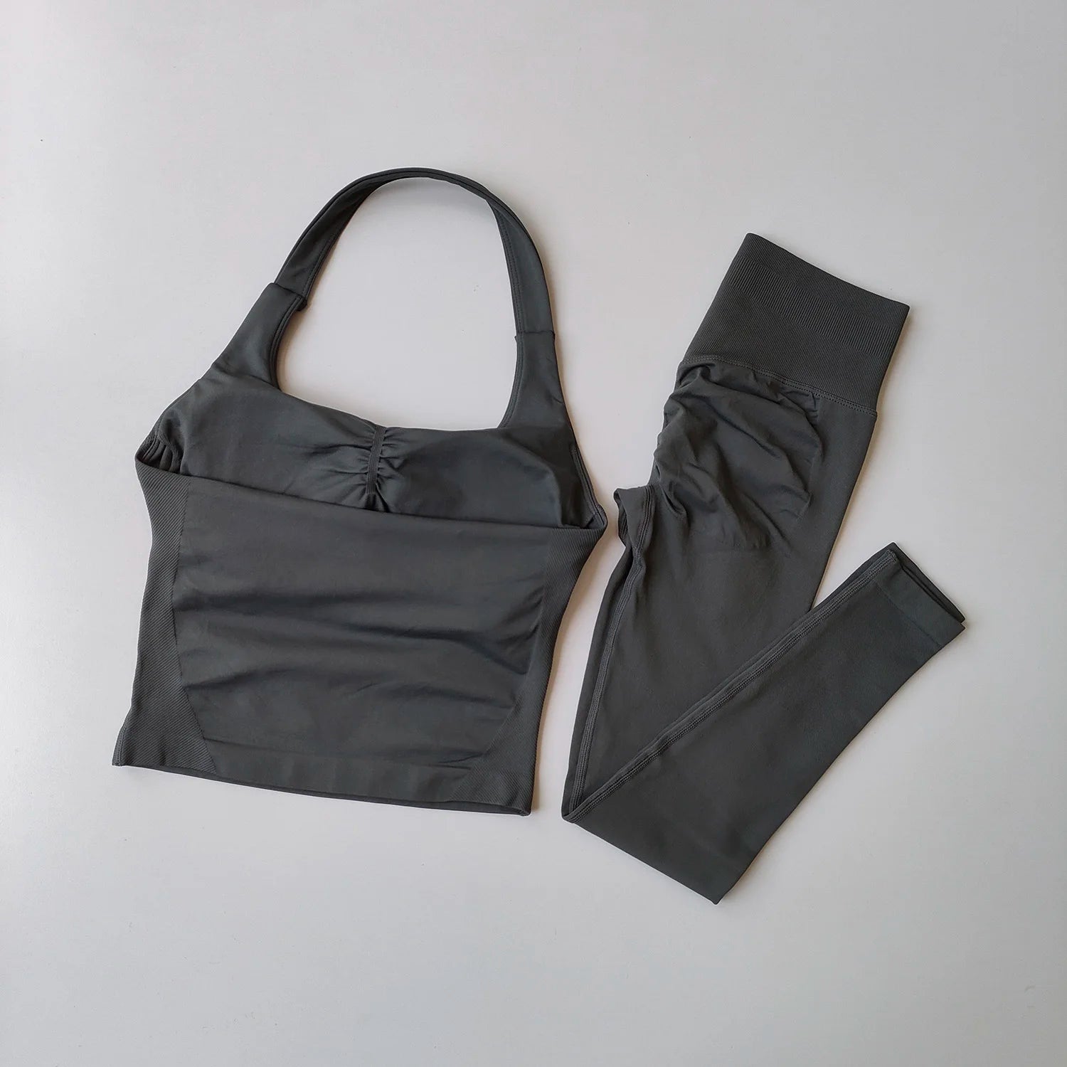 High Waist Peach Sports Bras Leggings Suit