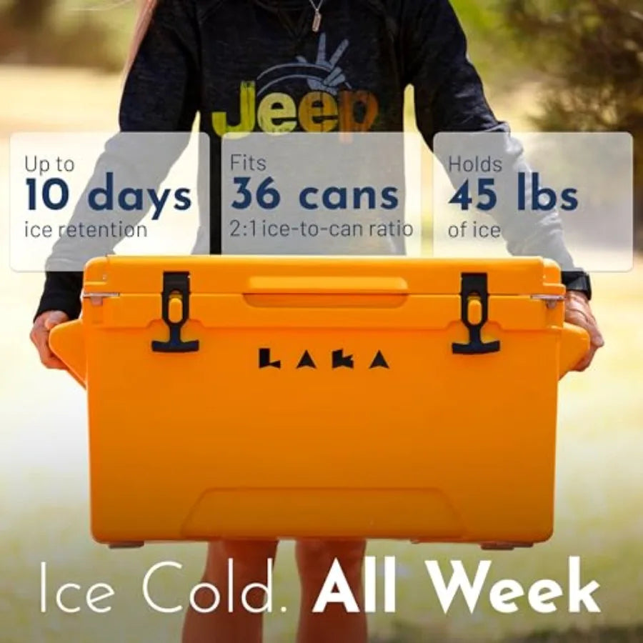 45 Quart Rotomolded Hard Cooler Holds 36 Cans/45 lb Ice Up to 10 Days Cold