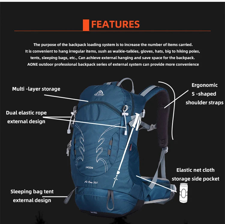 30L Outdoor Hiking Backpack for Men Sports Climbing Bag