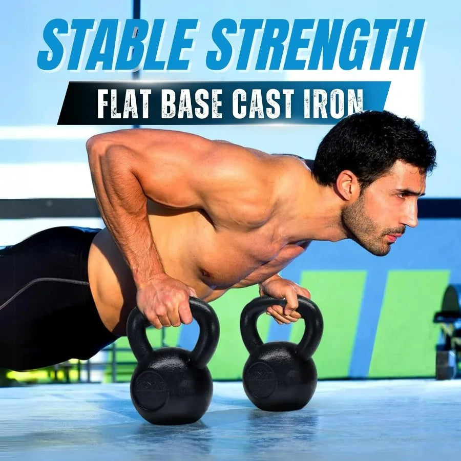 Kettlebell Sets, 5 - 10 - 15 - 20 - 25 - 30 LB Cast Iron Strength Training Kettlebells,