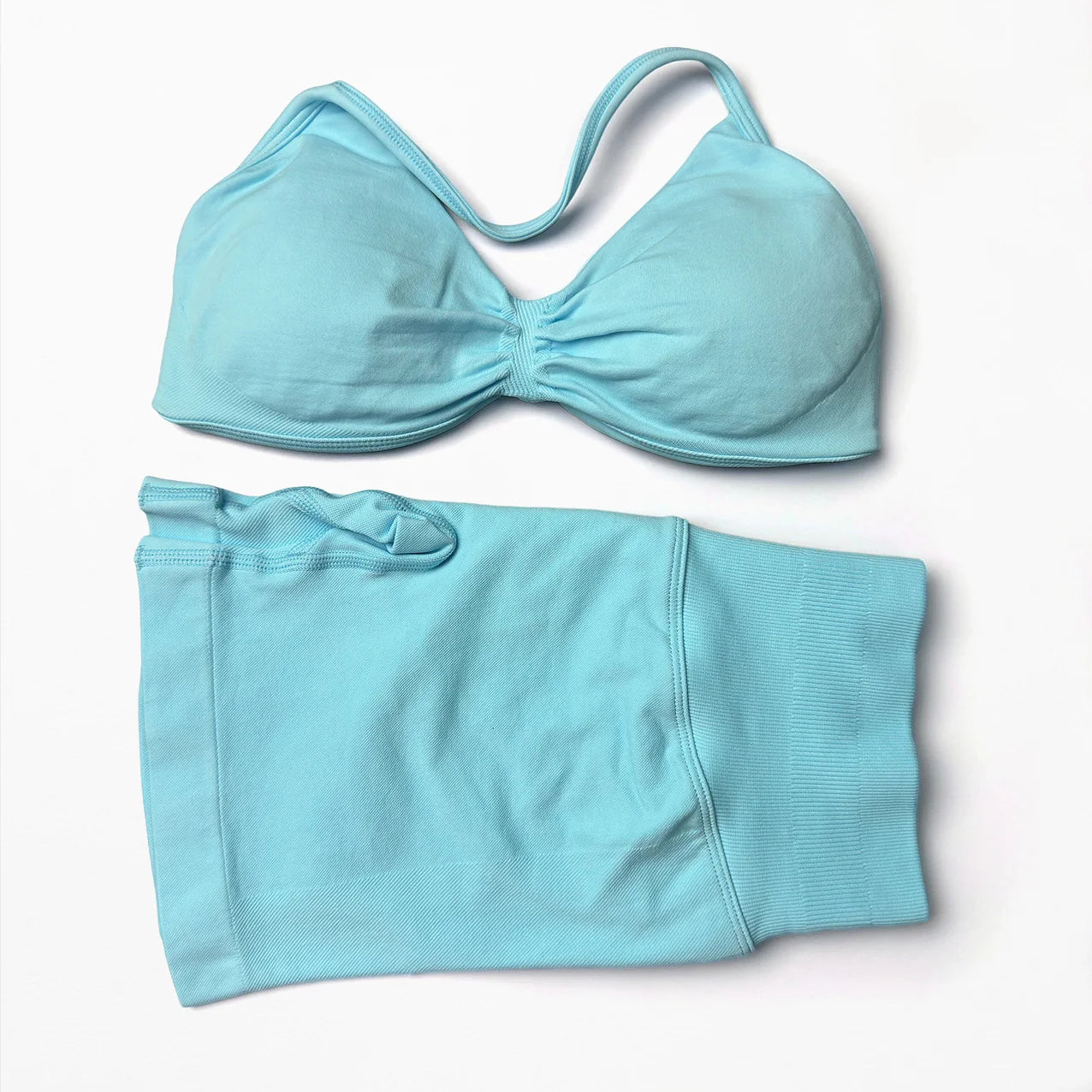 Seamless 2 Pieces Strappy Yoga Halter Bras Sets