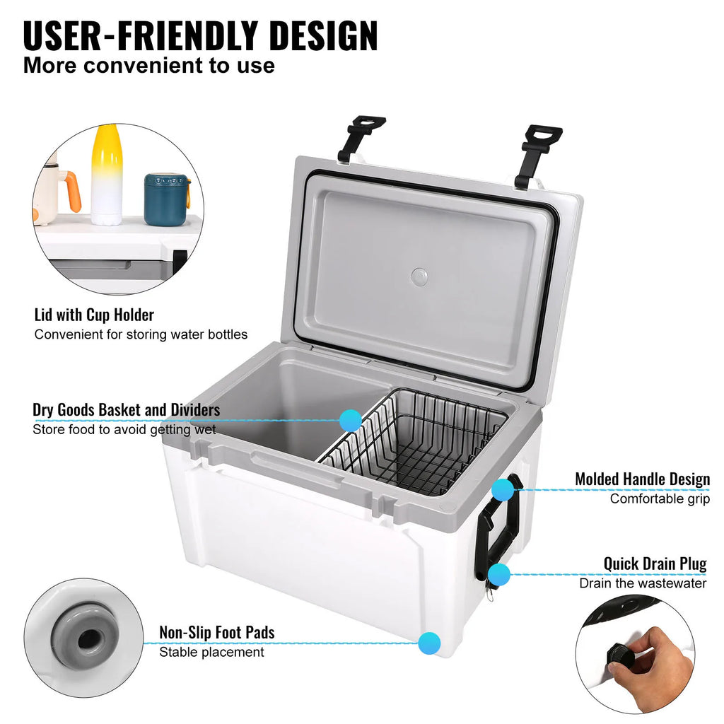 SucceBuy 52 QT Insulated Portable Cooler Holds 50 Cans Ice Retention