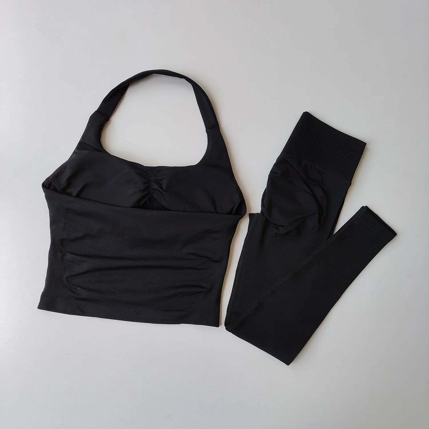 High Waist Peach Sports Bras Leggings Suit