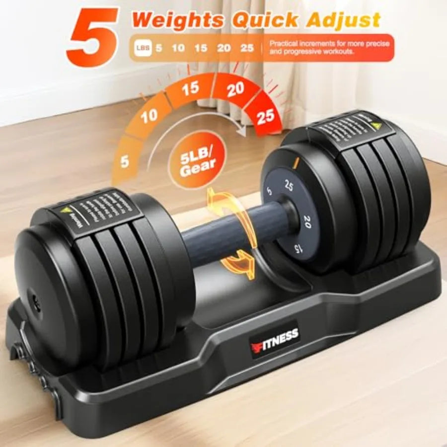 Adjustable Dumbbell Set of 2 for Home Gym: 25 55 80LB Capacity