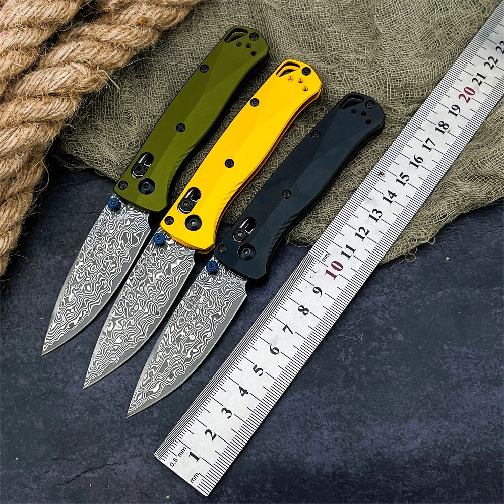 High Quality Folding Pocket Knife Damascus Steel Blade Aluminum Handle