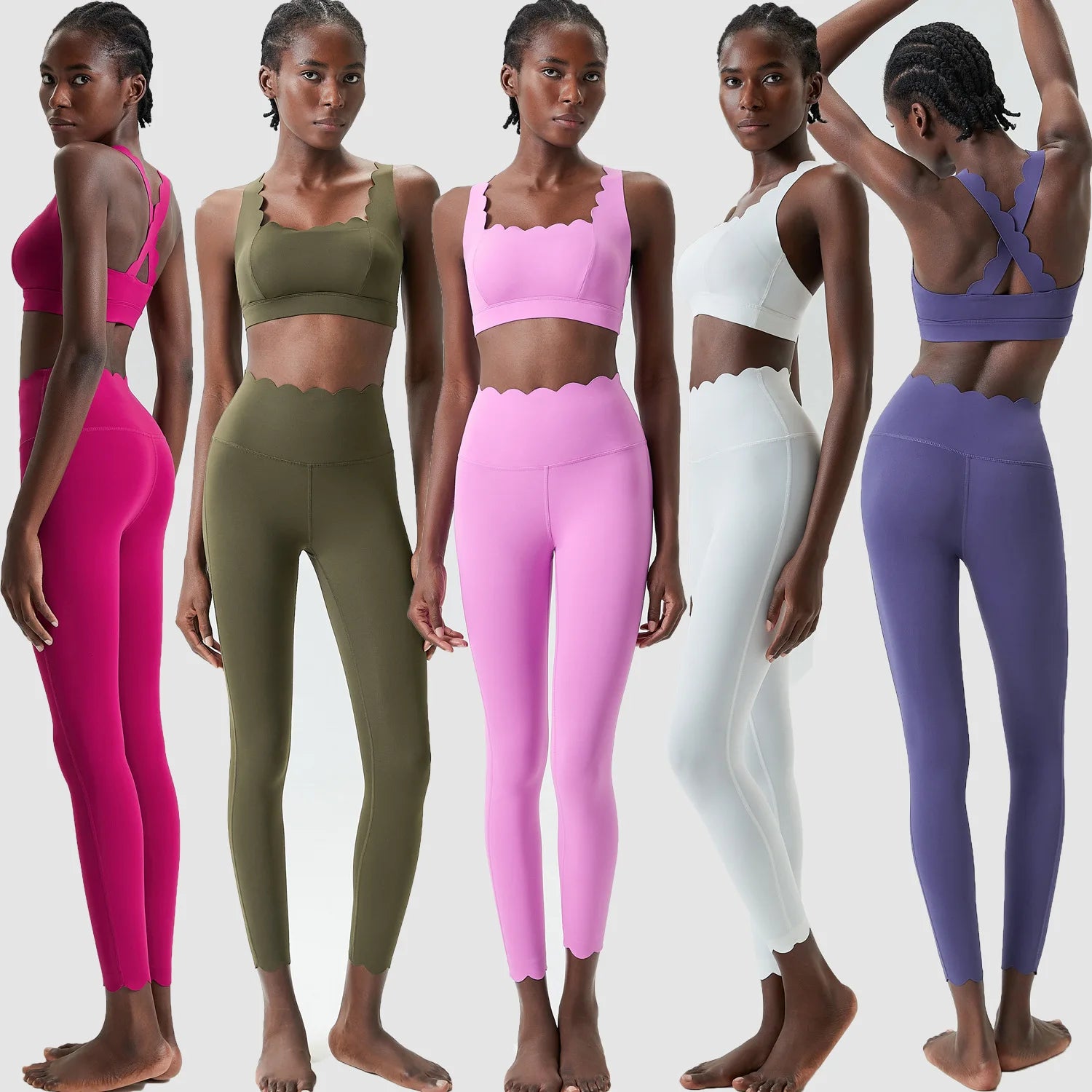 Women Solid Color Gym Suit Two Pieces