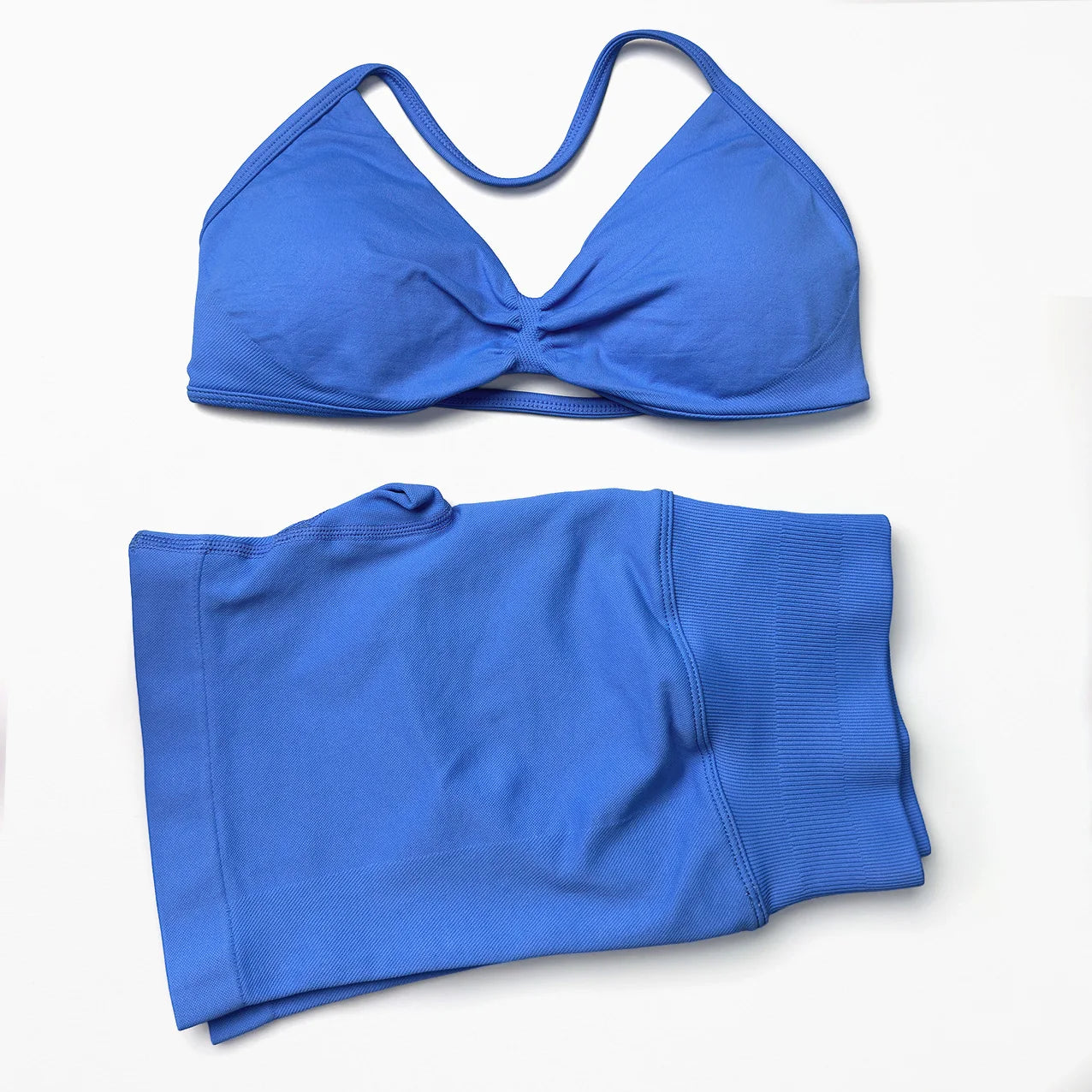 Seamless 2 Pieces Strappy Yoga Halter Bras Sets
