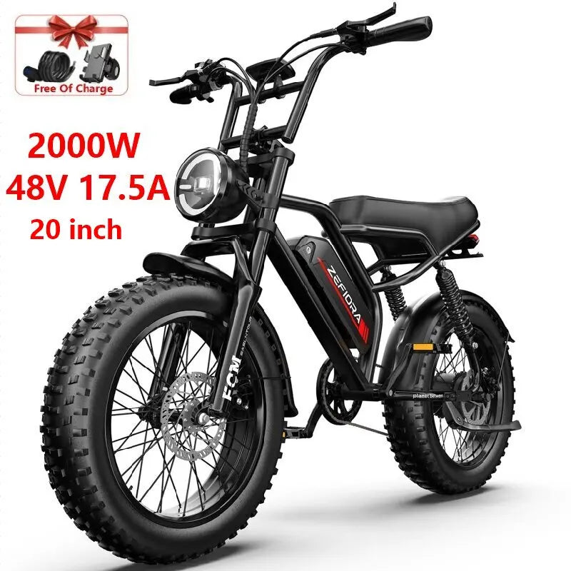 Cheap 14 20 inch Electric fat bike 1000w 2000w 30-50MPH 30-60Miles Adjustable front brake seat,