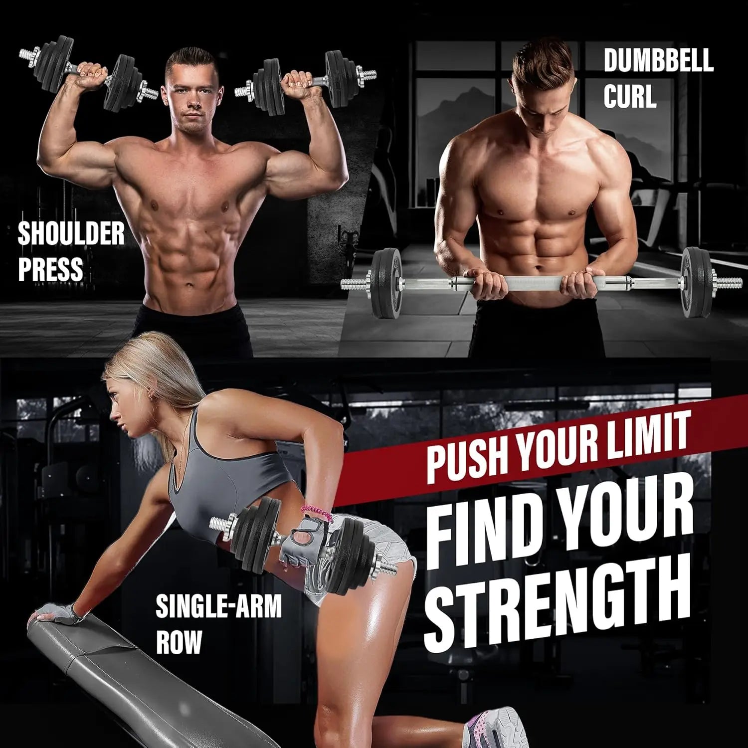 Adjustable Dumbbell Set with Weight Plates, 40lbs to 200lbs