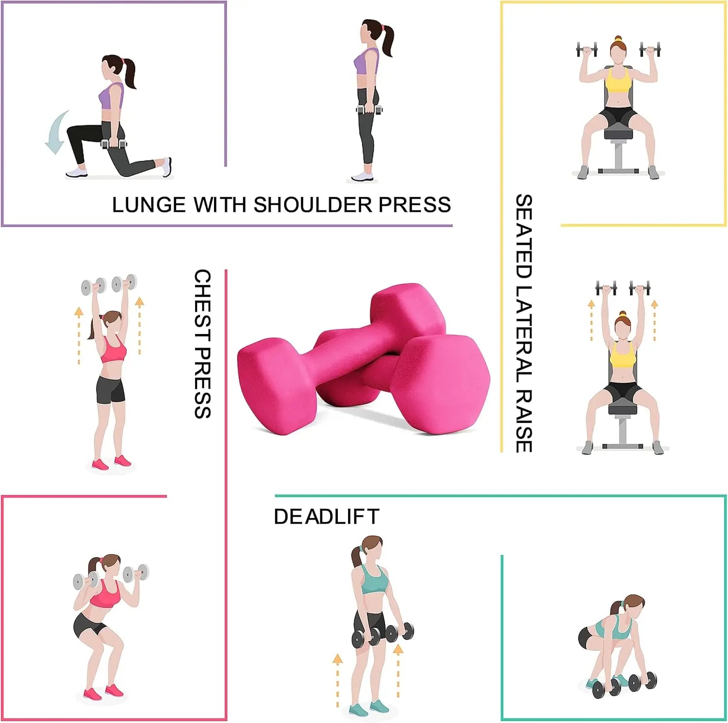 Dumbbells for Home Gym, Strength Training, Yoga and Pilates - 10lb Each
