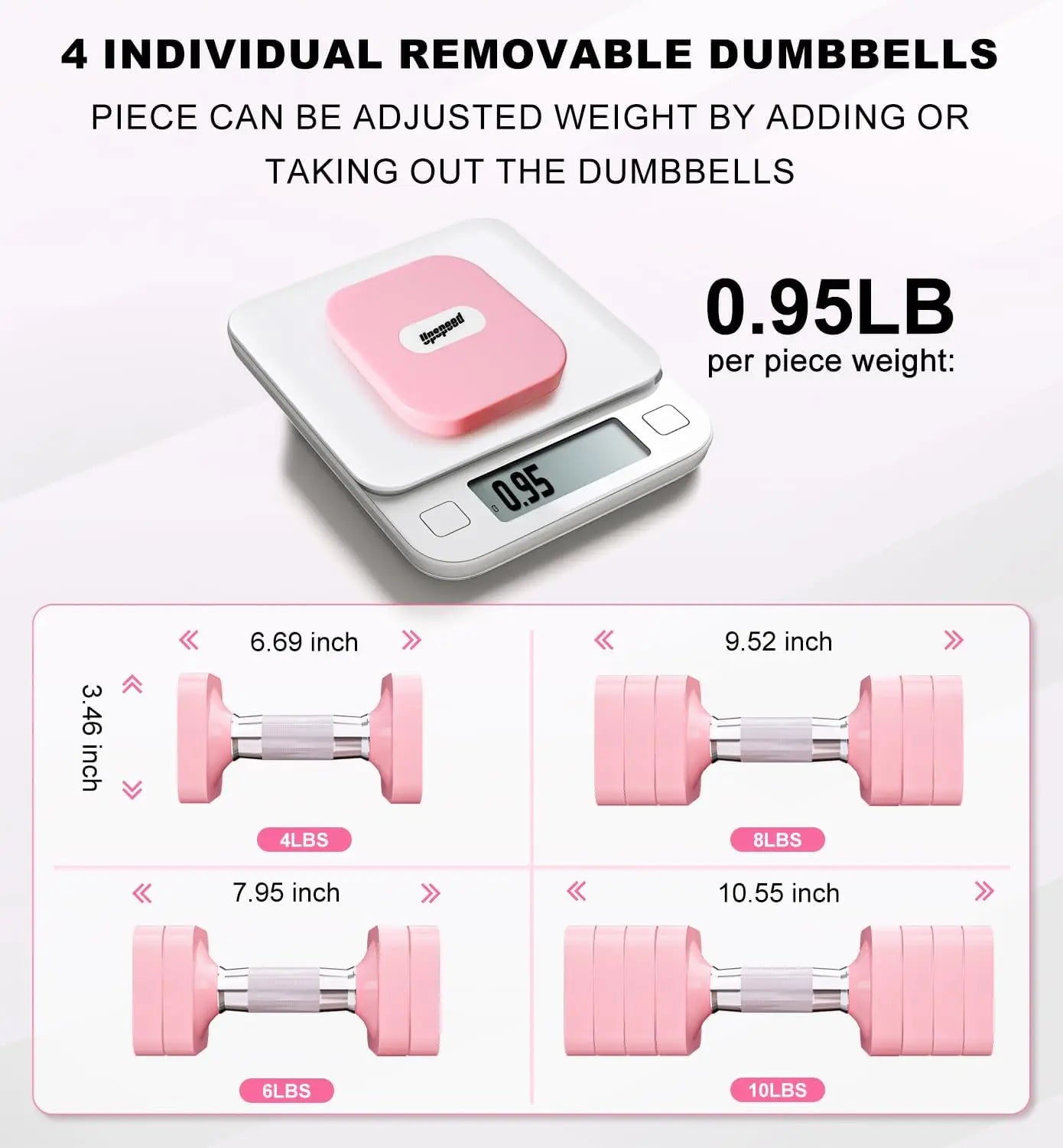 Adjustable Dumbbell Set 15-50LB Free Weights for Home Gym