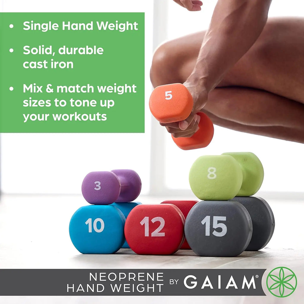 Neoprene Coated Hexagon Dumbbell  Non-Slip Grip, 8lb Green Free Weight