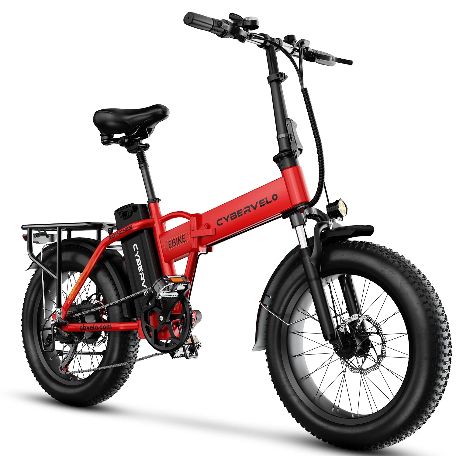 Cybervelo 1000W Folding Electric Bike, 48V 20AH Removable Battery 30+MPH 80Miles Max Range, 20"Fat Tire 7-Speed EK4