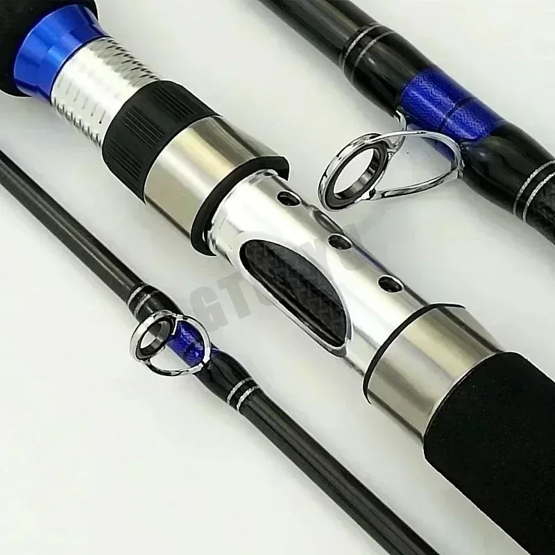 Portable Fishing Rod Travel Surf Saltwater Heavy 3-Piece Carbon Spinning Rod