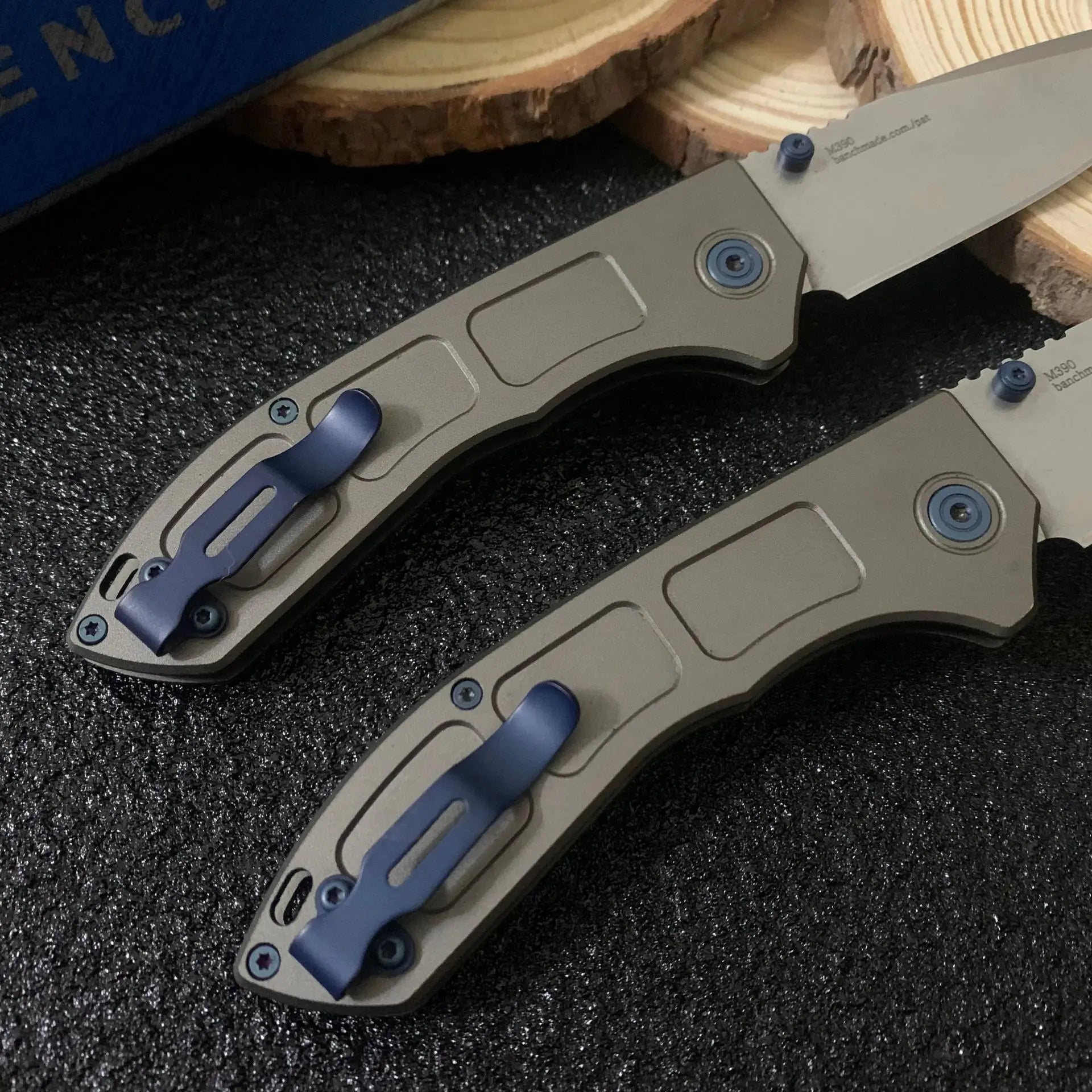Tactical BM 748 Narrows Folding Knife 3.43" M390 Satin Blue Accents