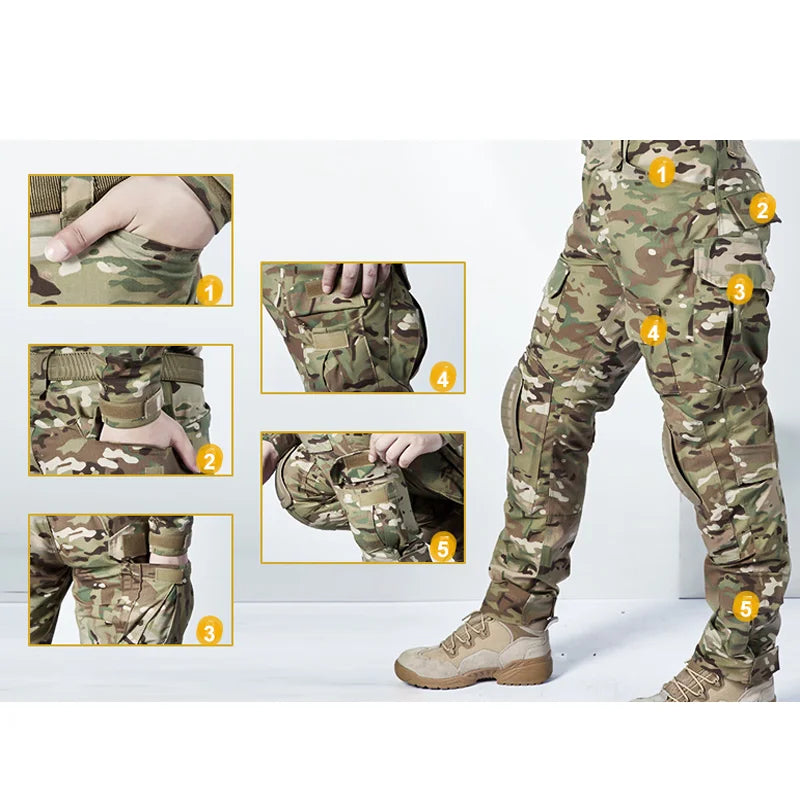 Men Tactical Uniform Camouflage Multicam Shirt Coat Pant