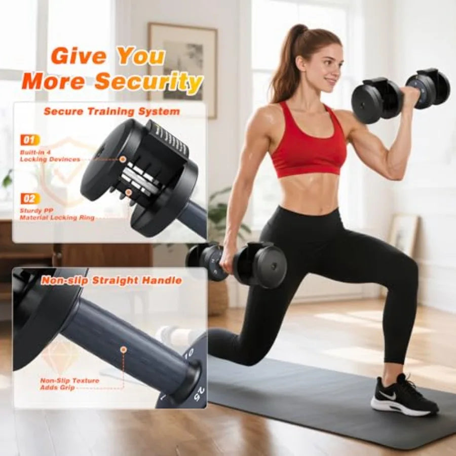 Adjustable Dumbbell Set of 2 for Home Gym: 25 55 80LB Capacity