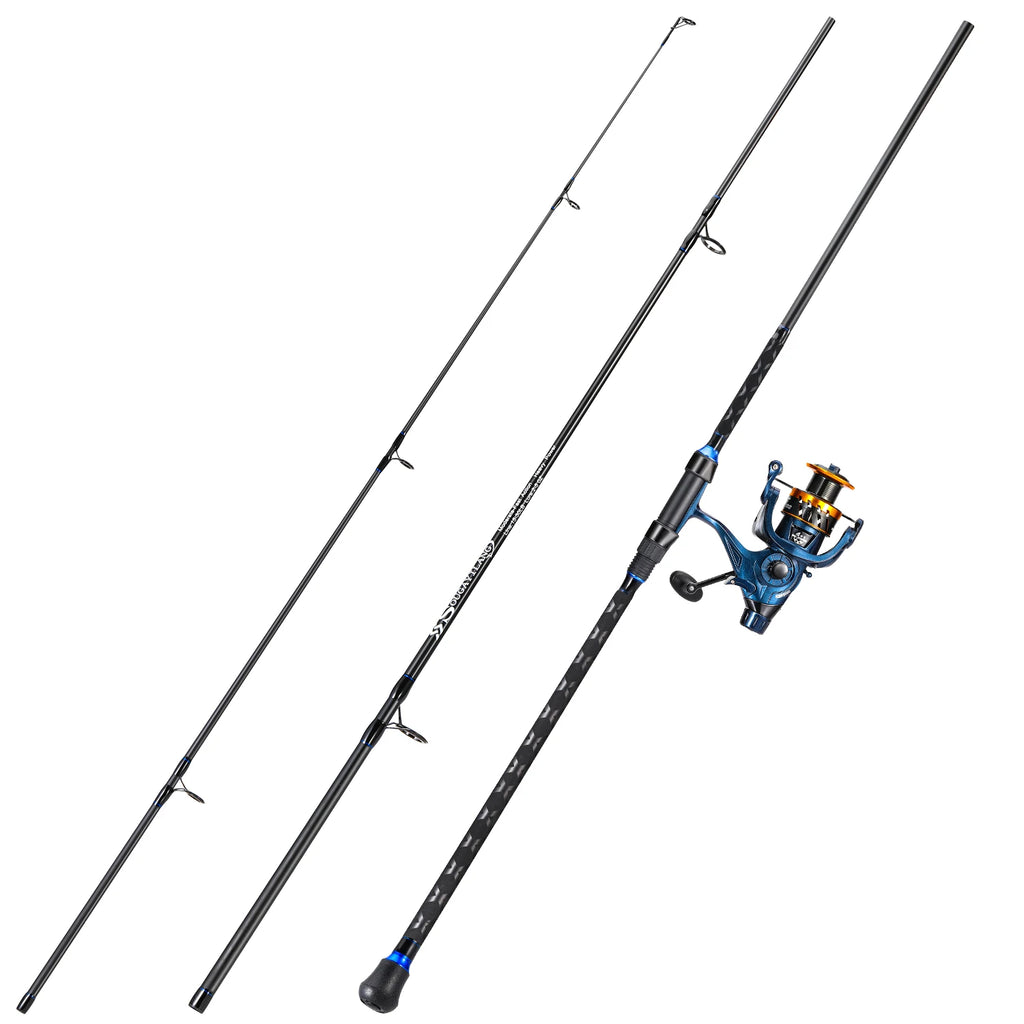 Sougayilang 3sections Spinning Fishing Rod and Reel Combo