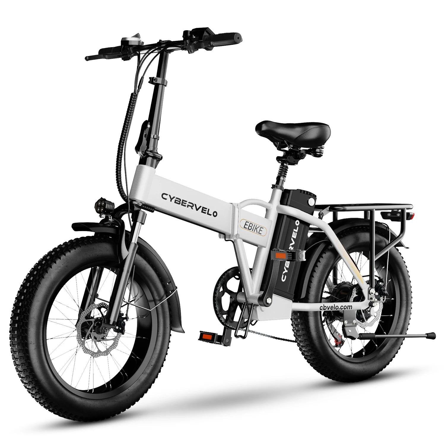 Cybervelo 1000W Folding Electric Bike, 48V 20AH Removable Battery 30+MPH 80Miles Max Range, 20"Fat Tire 7-Speed EK4