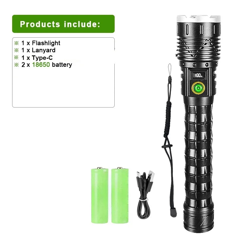 10000mAh High Power LED Flashlight Long Range 5000M Rechargeable Tactical Torch