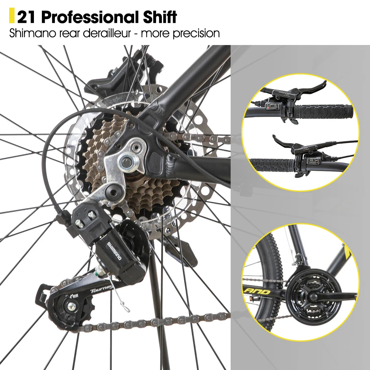 Hiland Aluminum Mountain Bike 21 Speeds, Hydraulic Disc-Brakes, Lock-Out Suspension Fork, 27.5 inch Whee