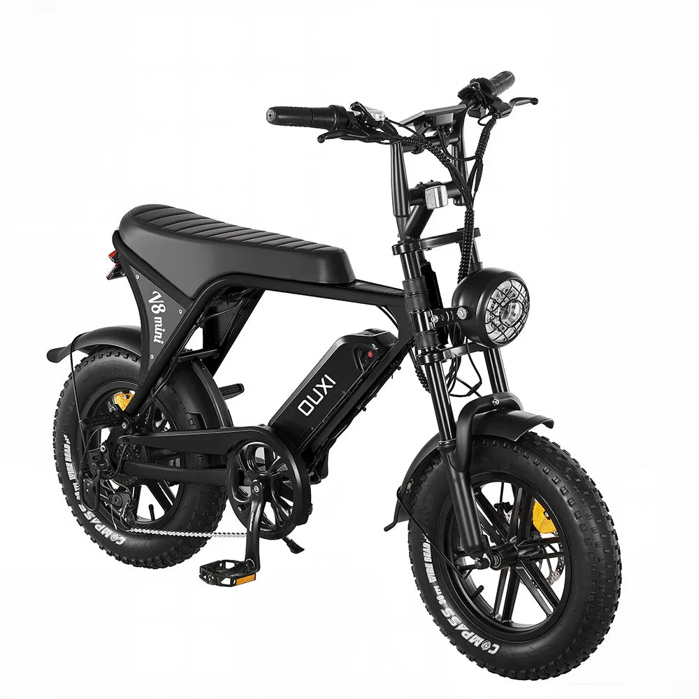 16-inch Small Fat Tire Electric Bicycle 500W 36V 10.4Ah Commuter/Mountain Ebike with 7-Speed Dual-disc Brakes