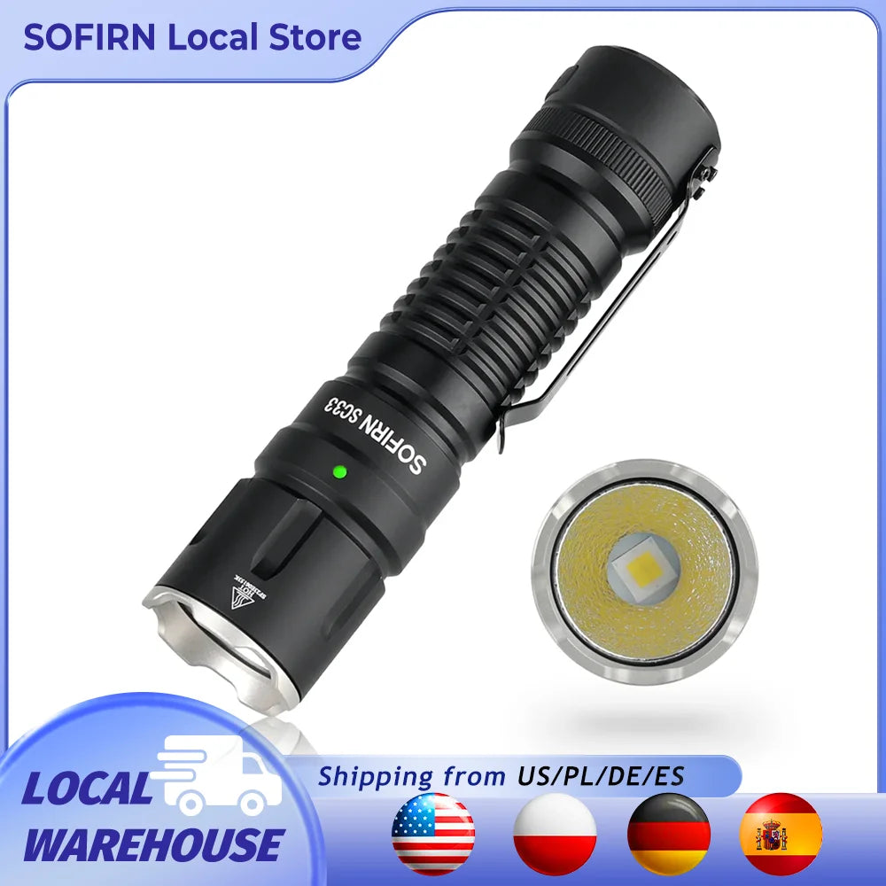 Sofirn SC33 XHP70.3 HI LED Flashlight Tactical 5200lm Powerful 21700 USB C Rechargeable