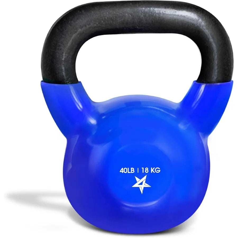 Kettlebell, 40LB Vinyl Coated Cast Iron Strength Training