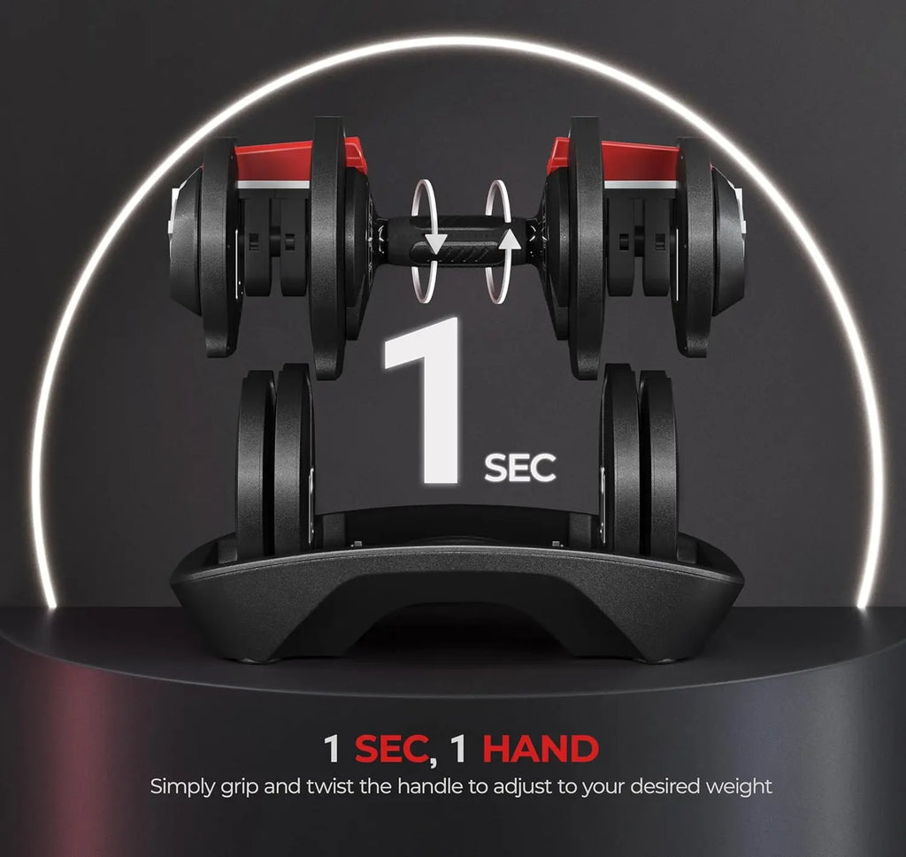 Adjustable Dumbbell Set 28-90LBS with Anti-Slip Handle