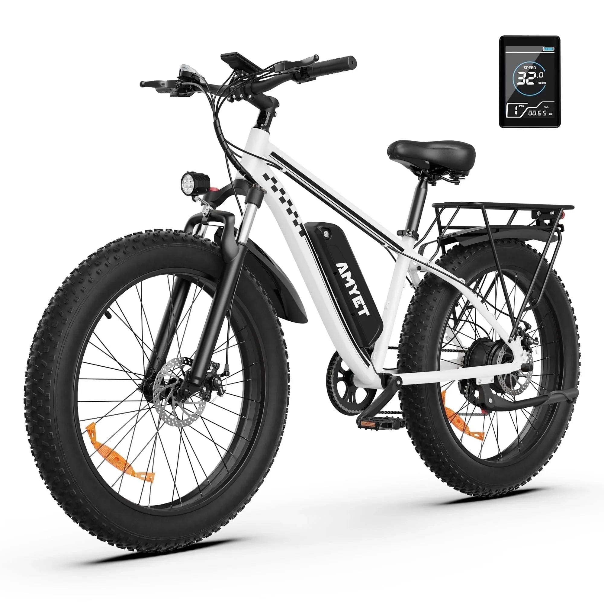 AMYET Electric Bike EB26 Adults Electric Bicycle Peak 1500W 48V 15AH e bike 26" Fat Tire Mountain Bike 31mph